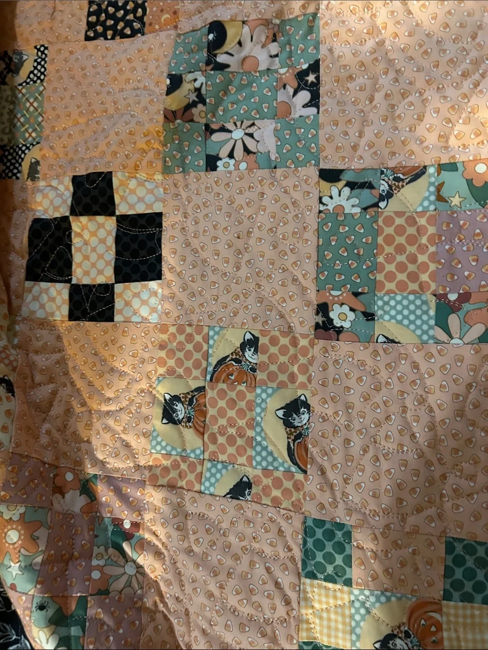 ONE OF A KIND -HANDCRAFTED Quilt CandyCorn Motif